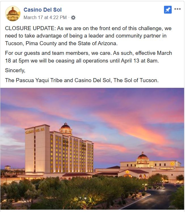 Operational Status of Arizona Tribal Casinos - Arizona Indian Gaming  Association